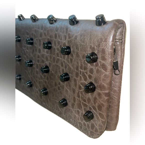 Urban Expressions Studded Foldover Clutch, Brown - Picture 5 of 13